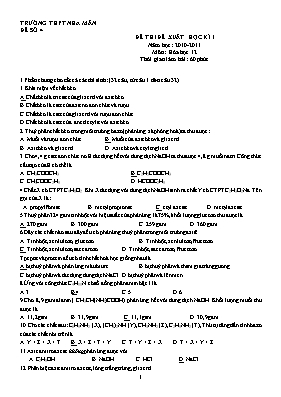 30 đề thi học kì I môn Hóa học năm 2011